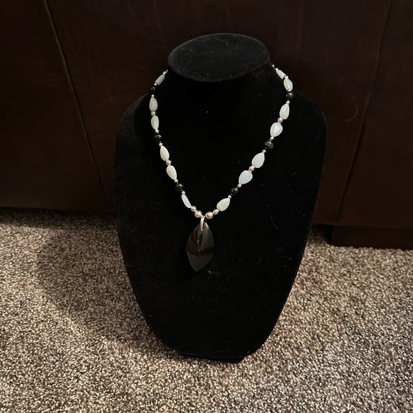 Hand Crafted Jewelry - Hand Crafted “One of a Kind” Obsidian & Opal Sterling Silver Beaded Necklace